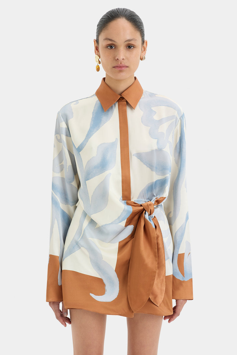 SIR the label Sorrento Shirt Dress SCIARPA PRINT