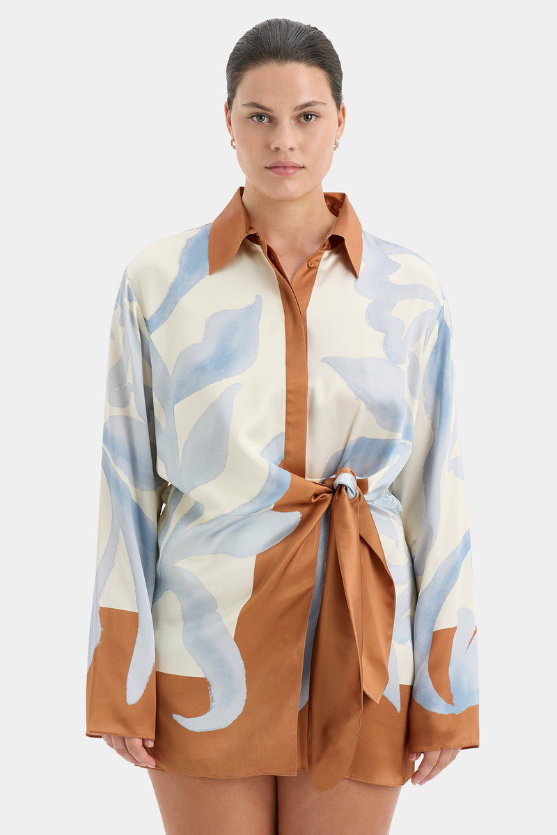 SIR the label Sorrento Shirt Dress SCIARPA PRINT