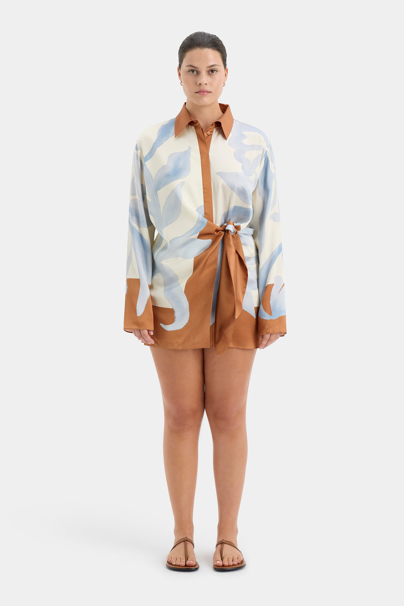 SIR the label Sorrento Shirt Dress SCIARPA PRINT