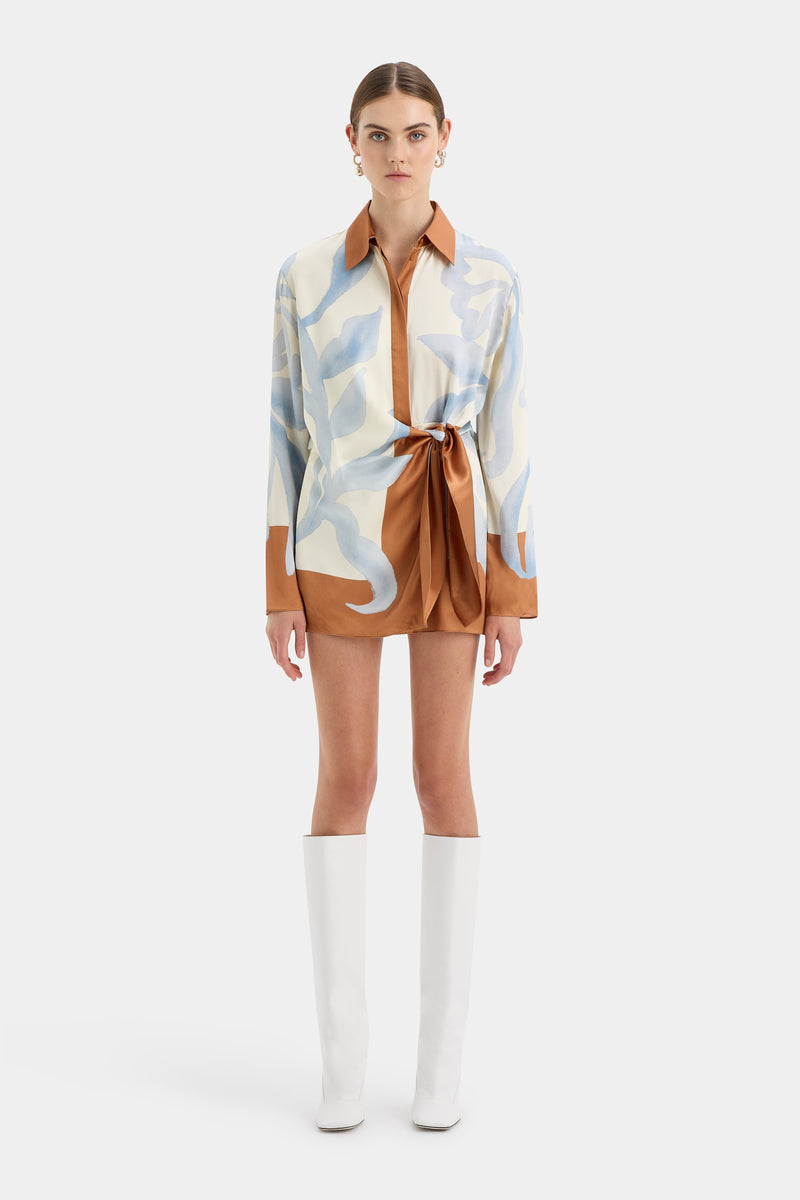 SIR the label Sorrento Shirt Dress SCIARPA PRINT