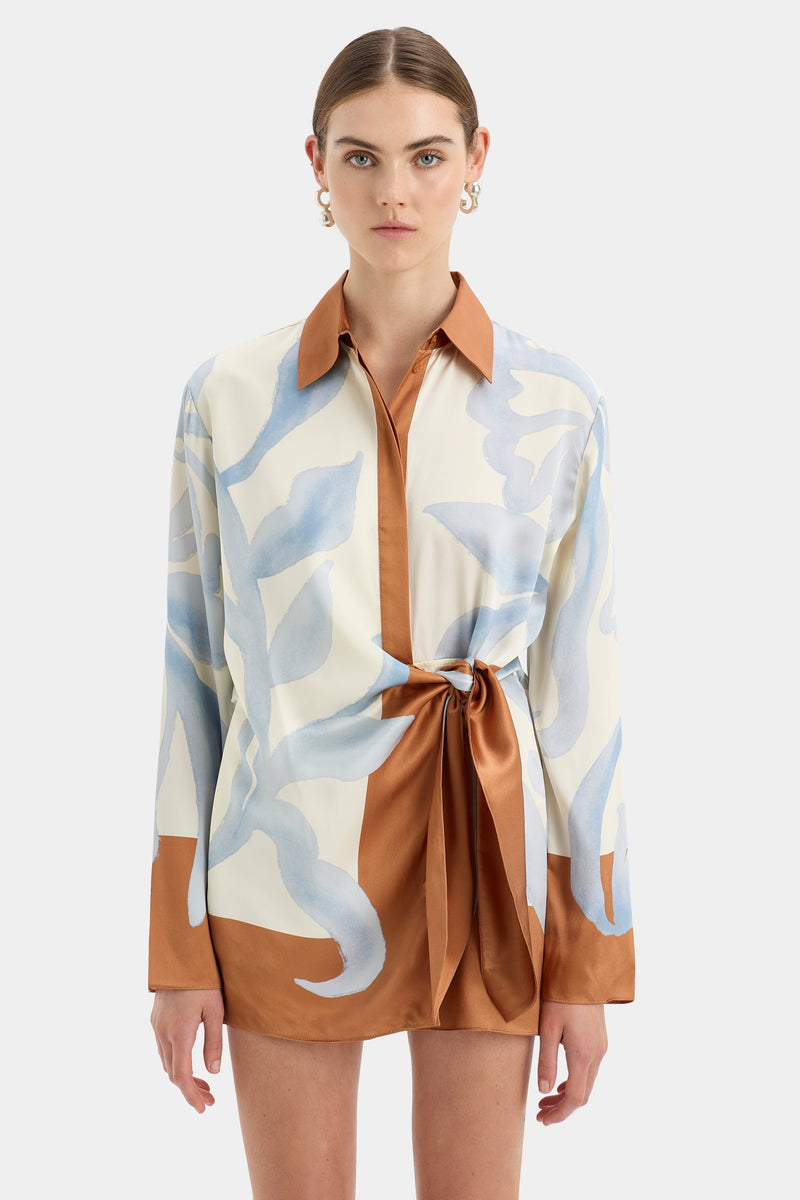 SIR the label Sorrento Shirt Dress SCIARPA PRINT