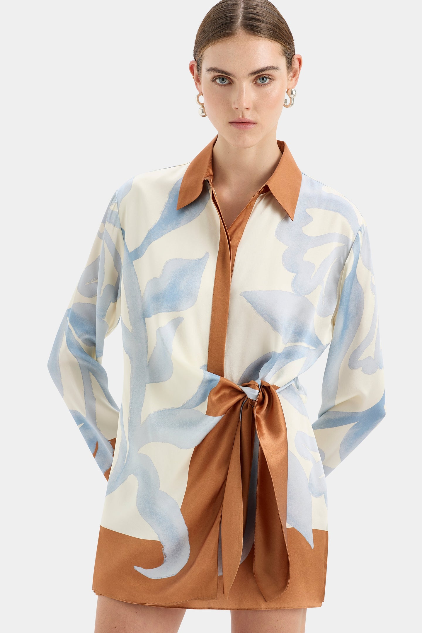 SIR the label Sorrento Shirt Dress SCIARPA PRINT
