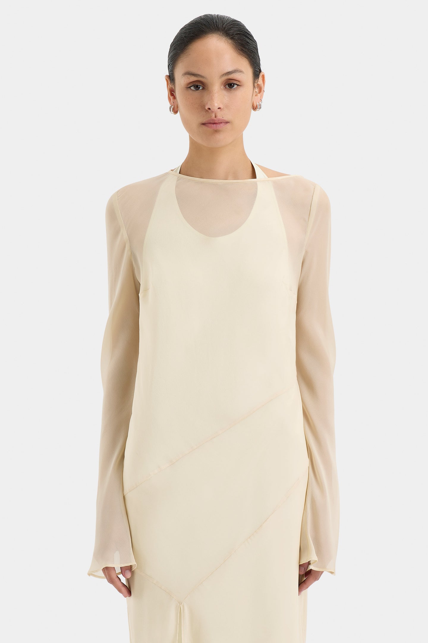 SIR the label Strobe Long Sleeve Dress BONE