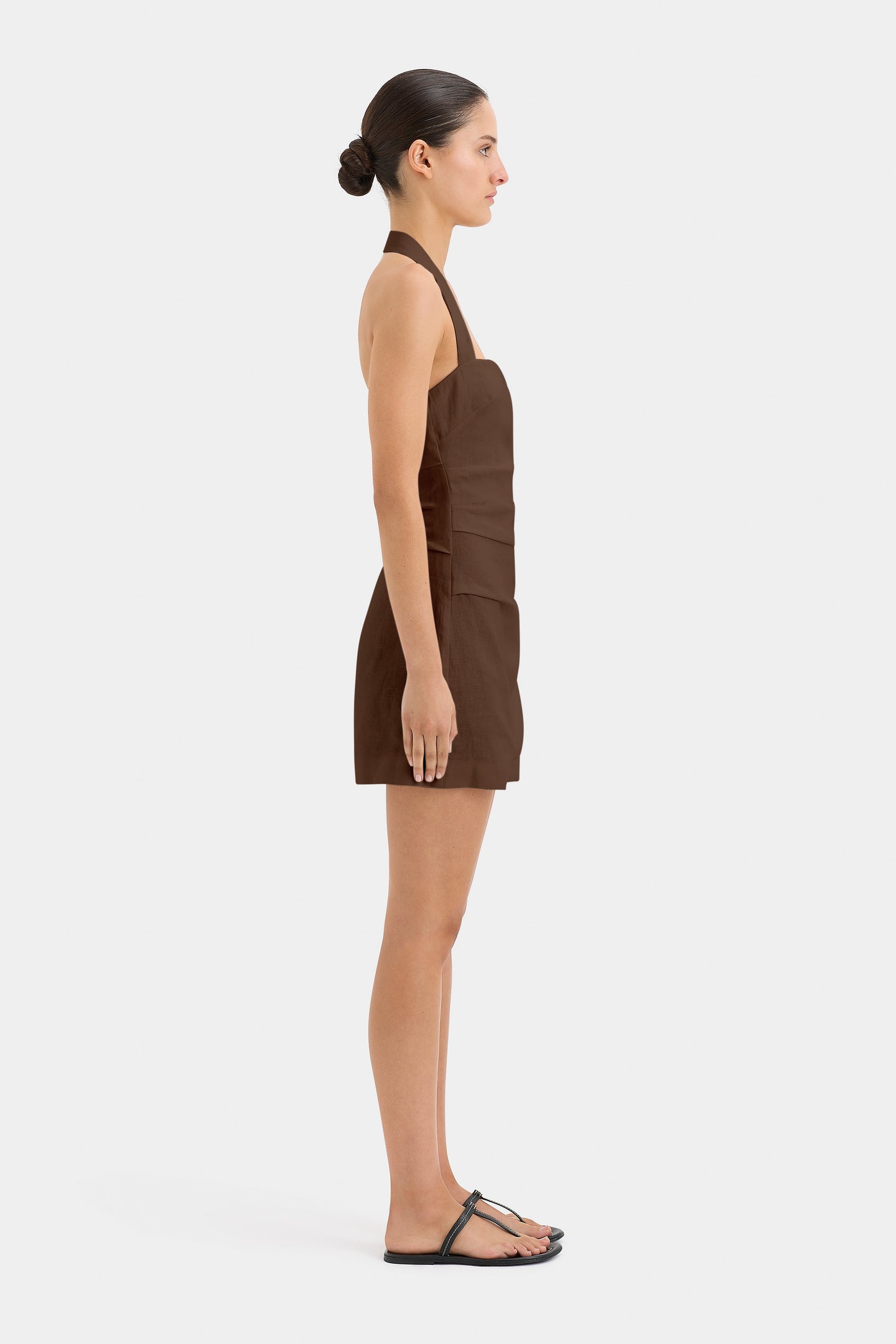 SIR the label Noemi Halter Mini Dress CHOCOLATE
