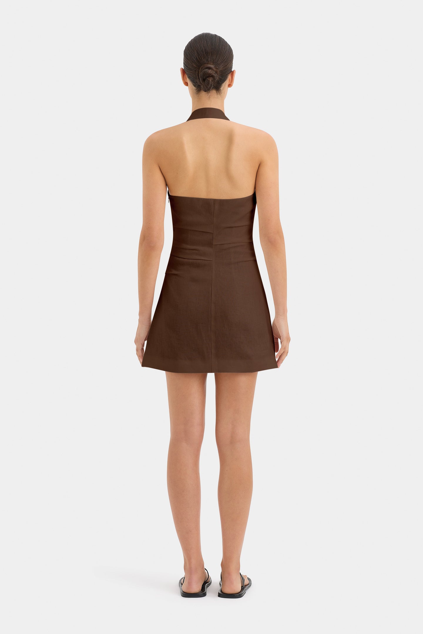 SIR the label Noemi Halter Mini Dress CHOCOLATE