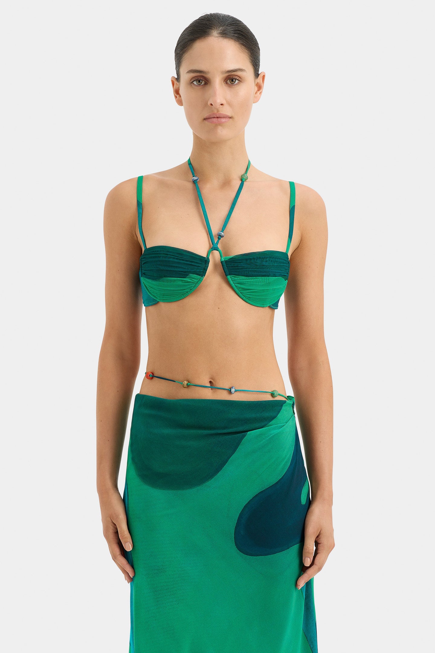 SIR the label Frankie Gathered Bralette EMERALD REFLECTION