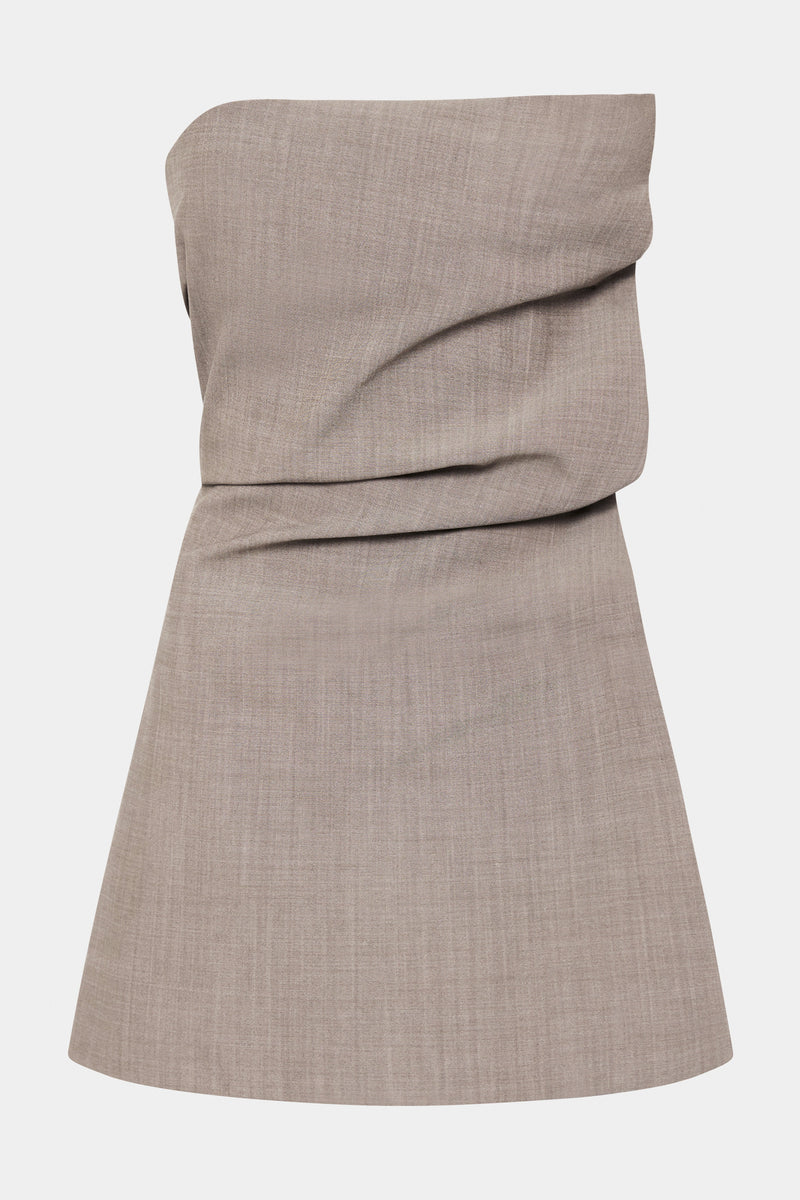 SIR the label Leonardo Pleated Mini Dress TAUPE