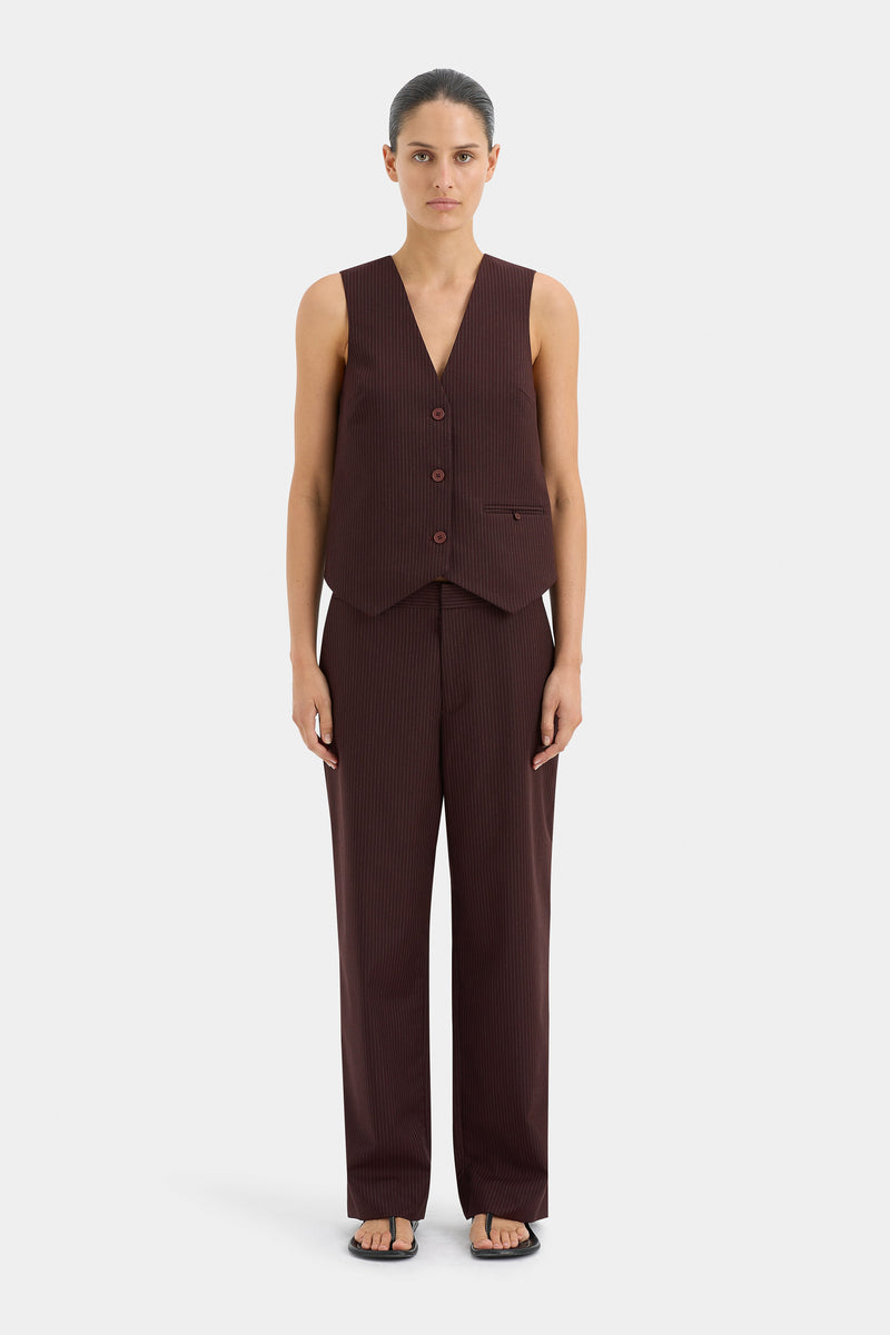 SIR the label Guillaume Trouser Plum Pinstripe
