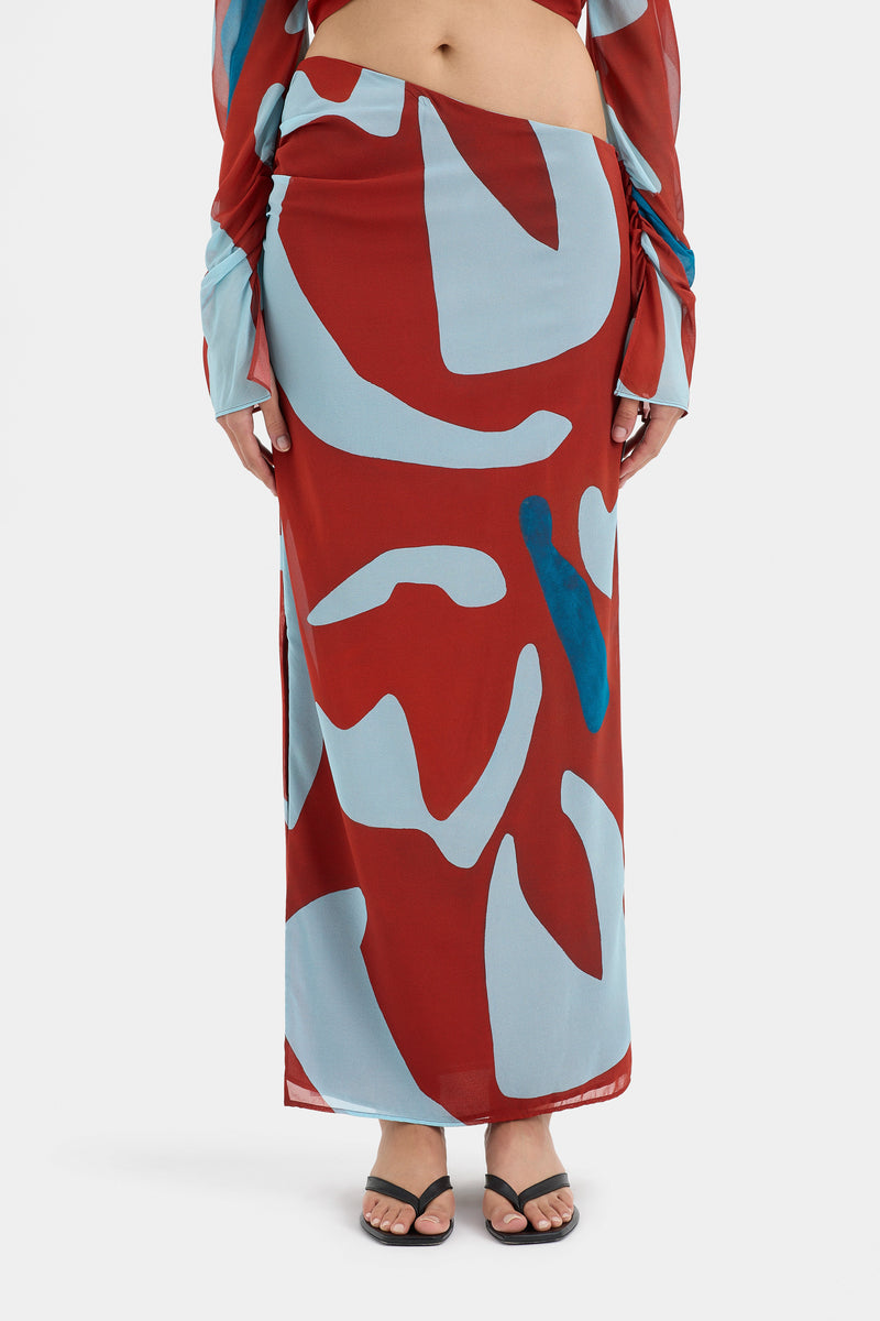 SIR the label Frankie Gathered Midi Skirt RUBY REFLECTION