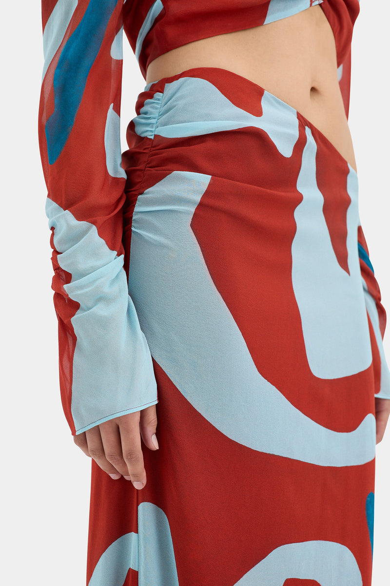 SIR the label Frankie Gathered Midi Skirt RUBY REFLECTION