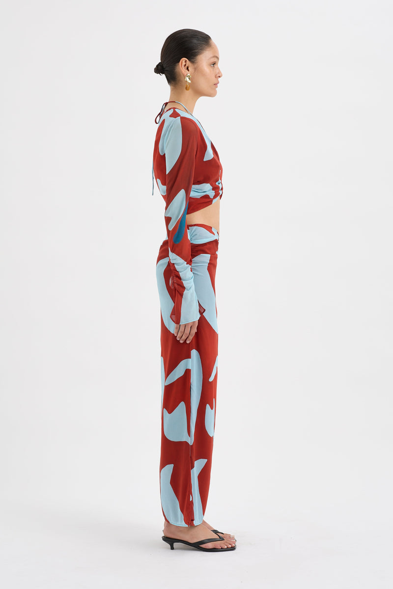 SIR the label Frankie Gathered Midi Skirt RUBY REFLECTION