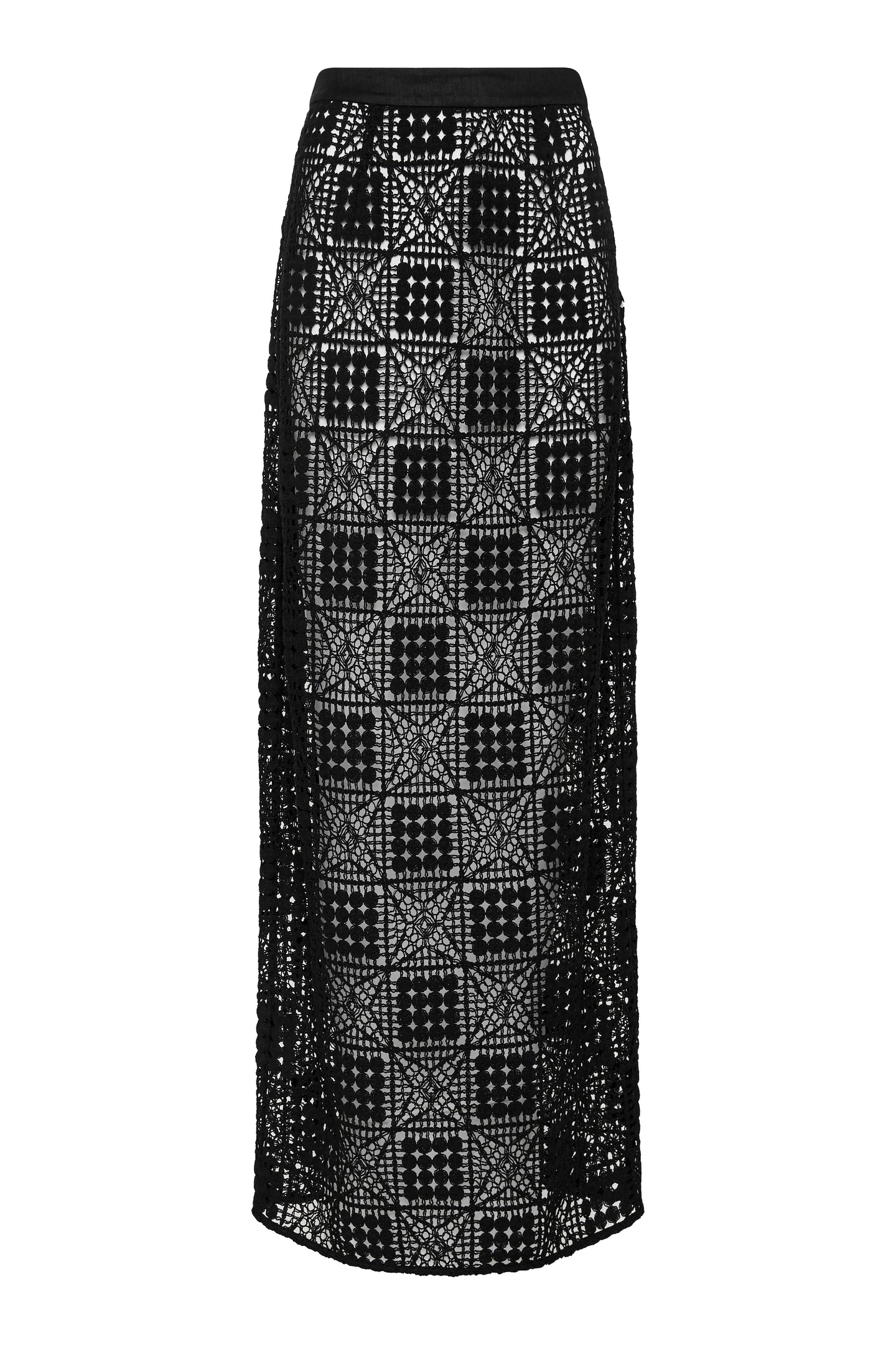 SIR the label Rayure Midi Skirt Black Crochet