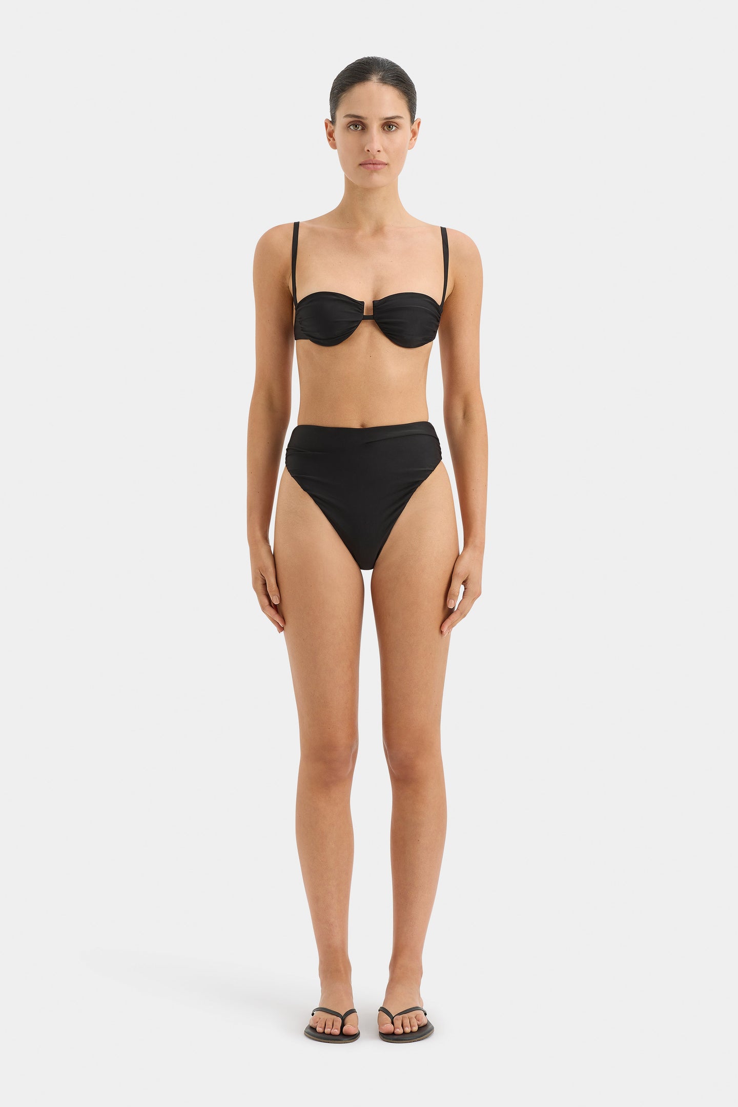 SIR the label Zoya Gathered High Cut Brief BLACK