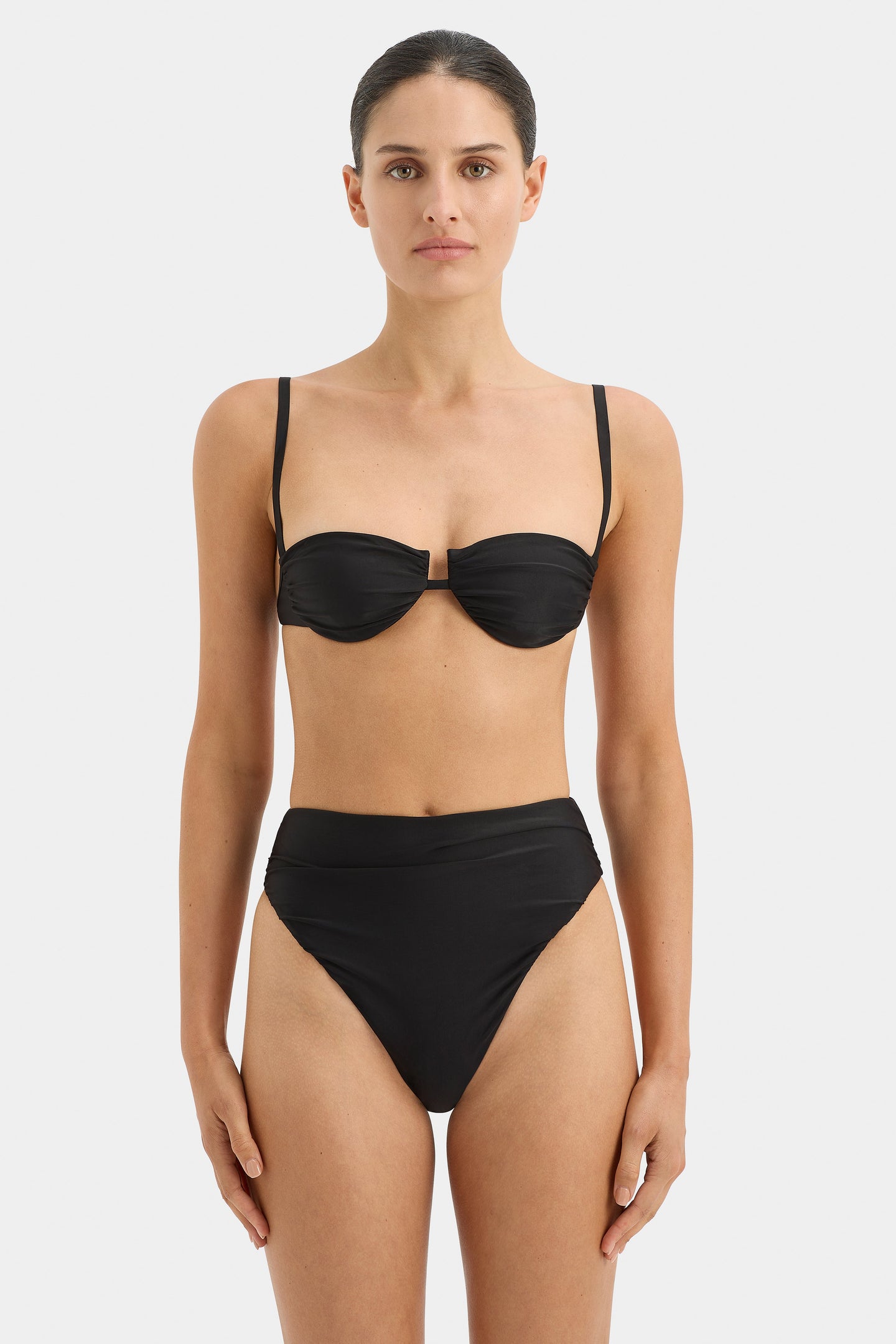 SIR the label Zoya Gathered High Cut Brief BLACK