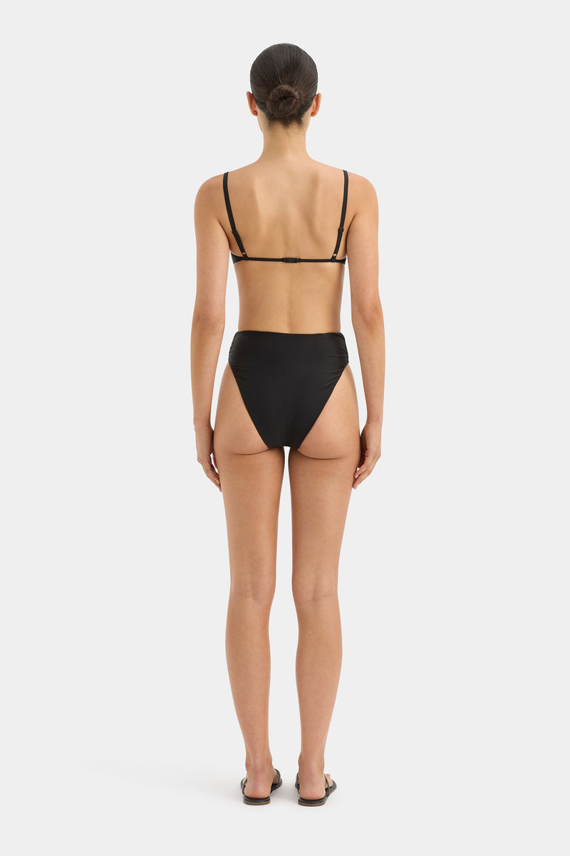SIR the label Zoya Gathered High Cut Brief BLACK