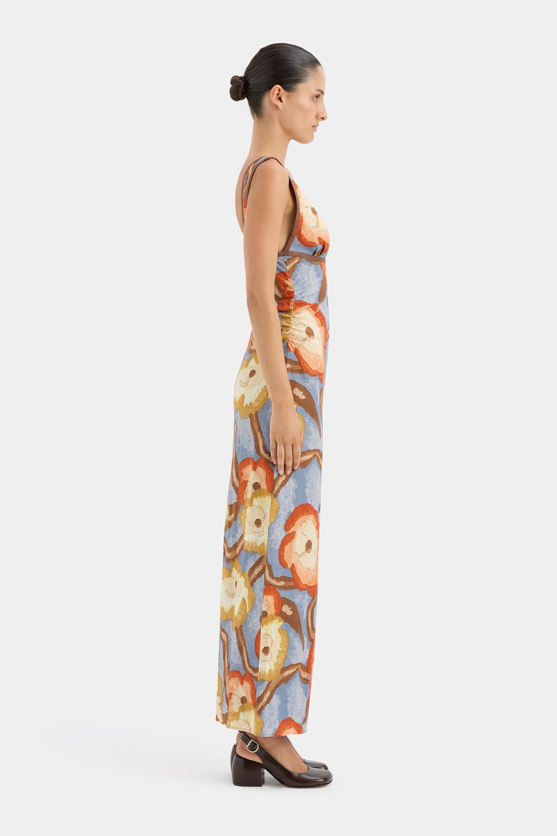 SIR the label Avery V Neck Midi Dress CAMELLIA PRINT