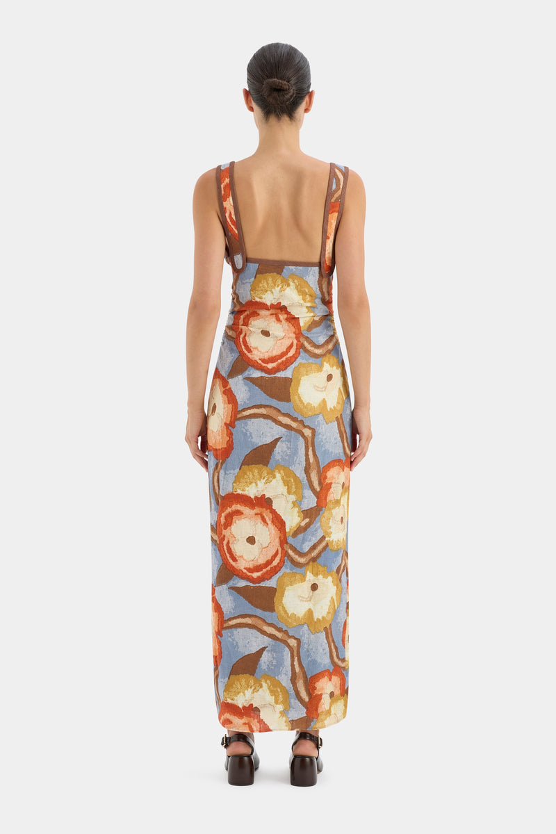 SIR the label Avery V Neck Midi Dress CAMELLIA PRINT