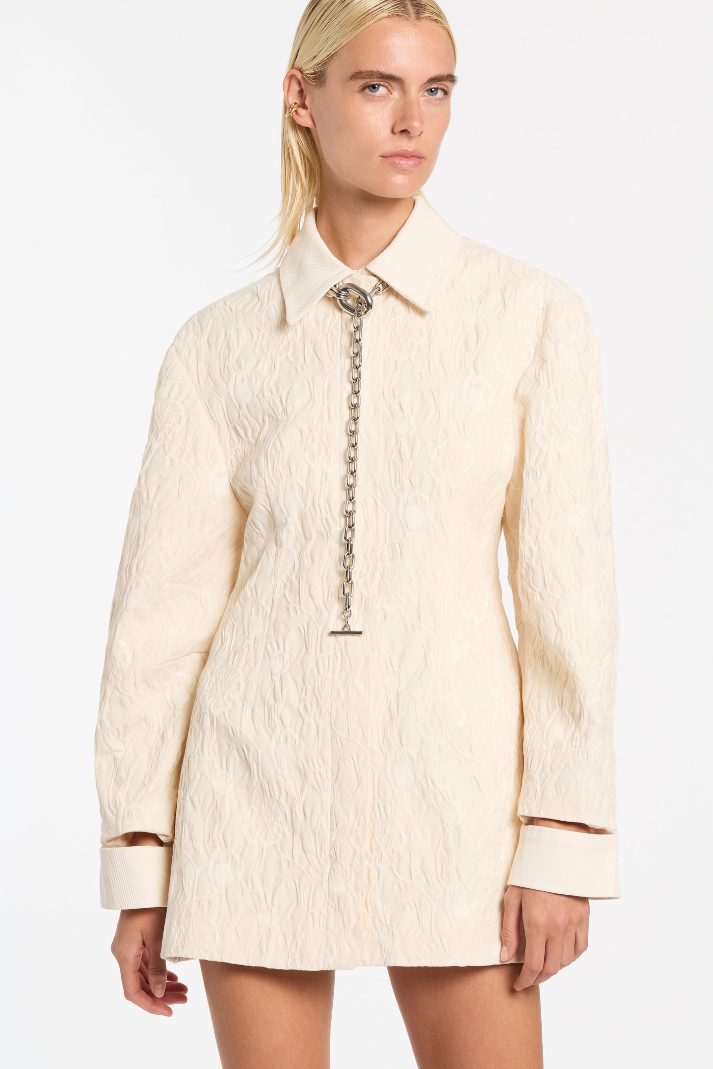 SIR the label Etienne Structured Shirt Dress Cloud Jacquard