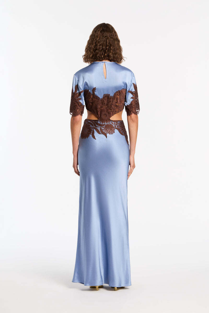 SIR the label Danseurs Lace Cut Out Gown Bleue