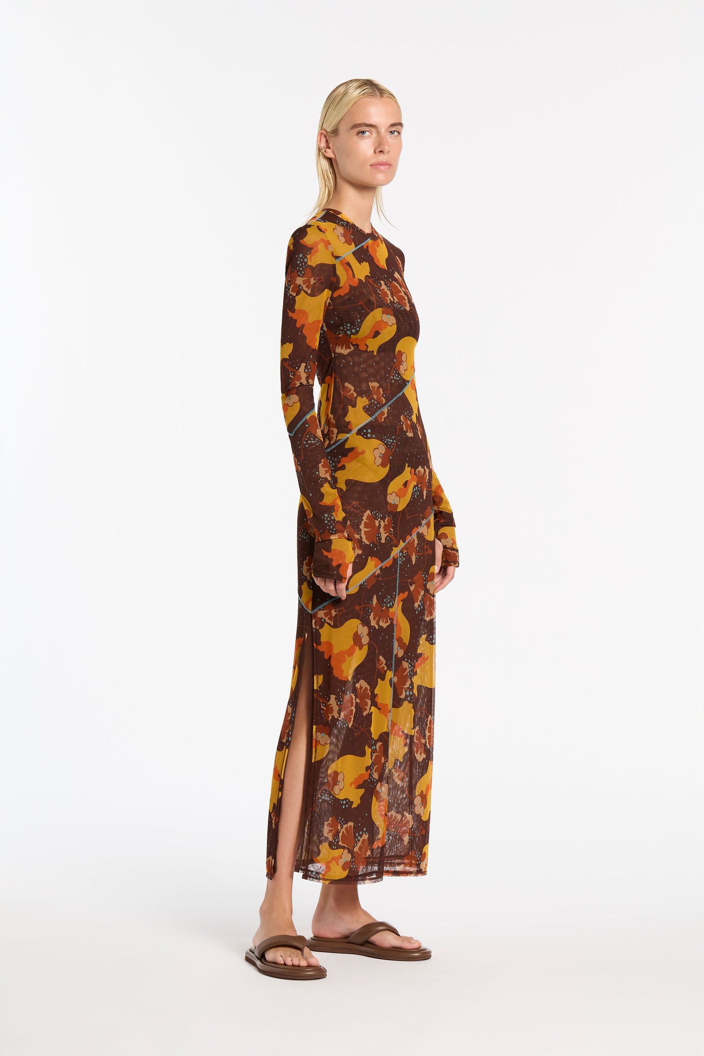 SIR the label Jacques Mesh Panelled Midi Dress Expressionist