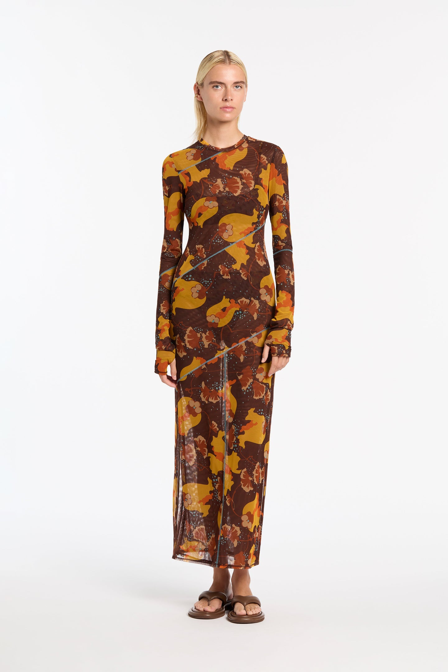 SIR the label Jacques Mesh Panelled Midi Dress Expressionist