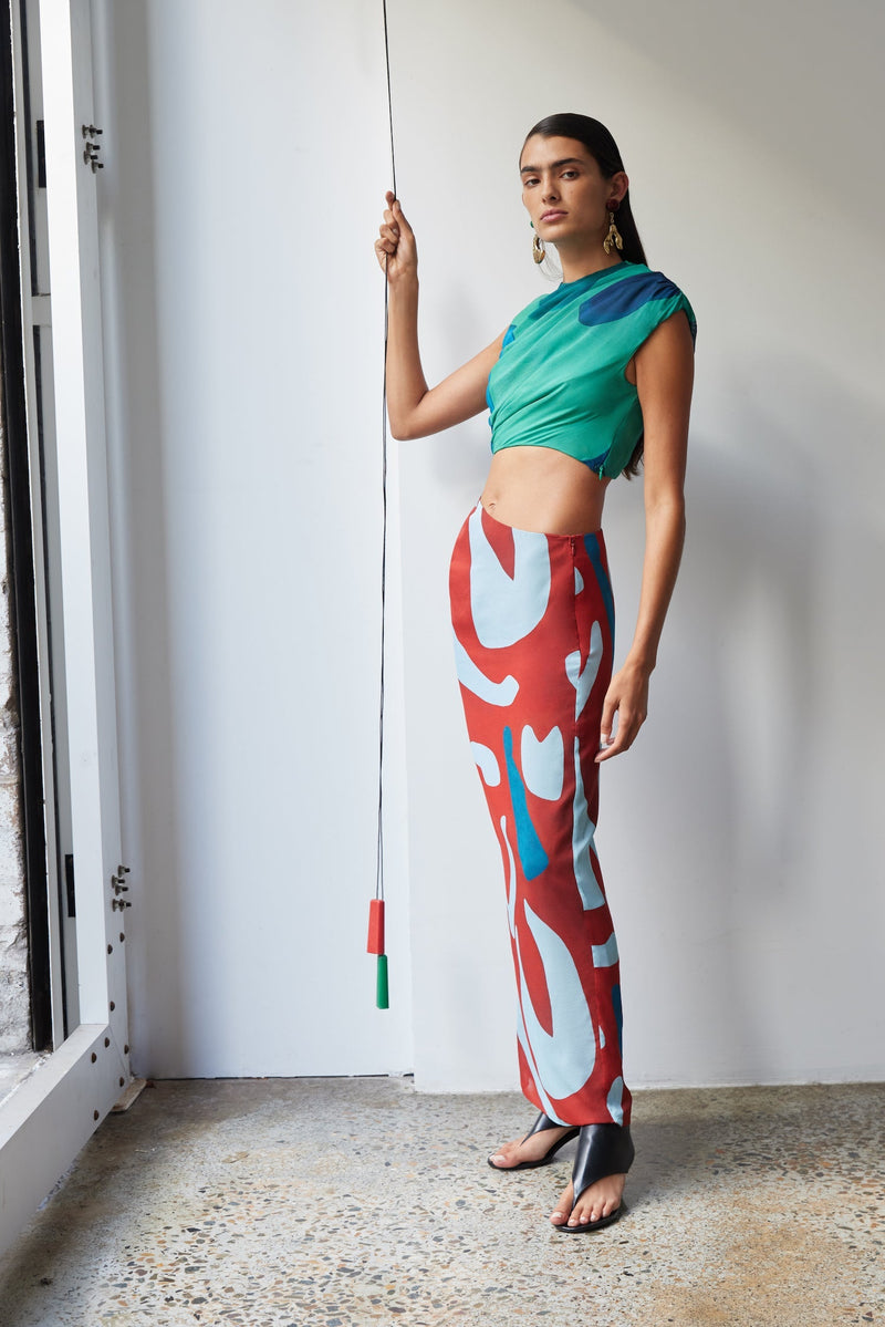 SIR the label Frankie Gathered Midi Skirt RUBY REFLECTION