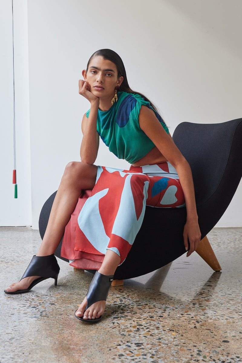 SIR the label Frankie Gathered Midi Skirt RUBY REFLECTION