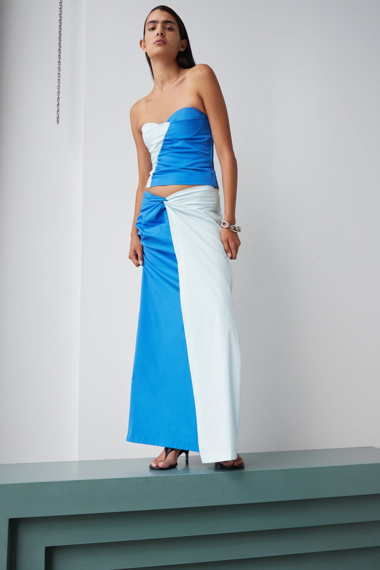 SIR the label Azul Twist Midi Skirt ICE BLUE/COBALT