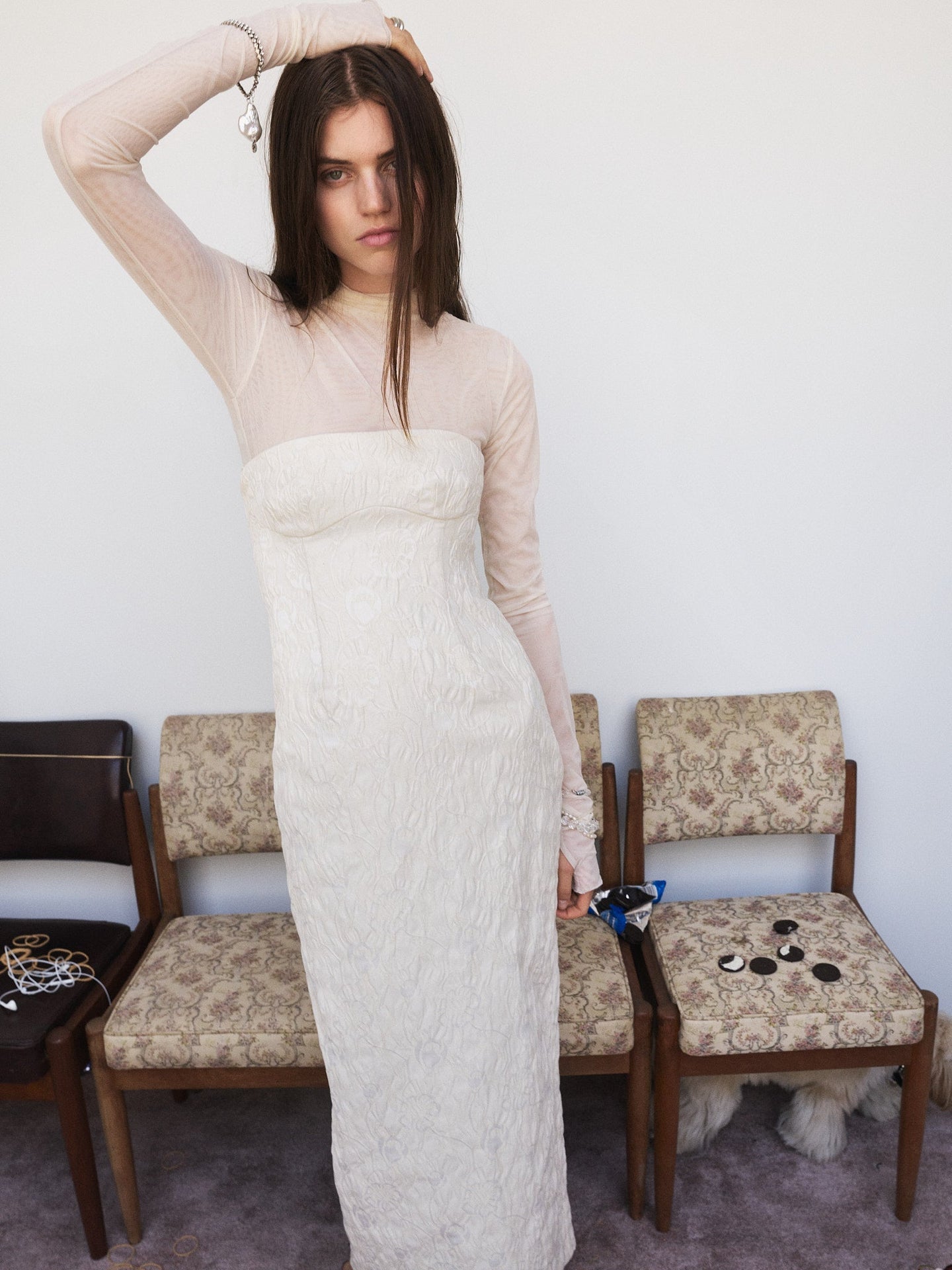 SIR the label Etienne Column Gown Cloud Jacquard