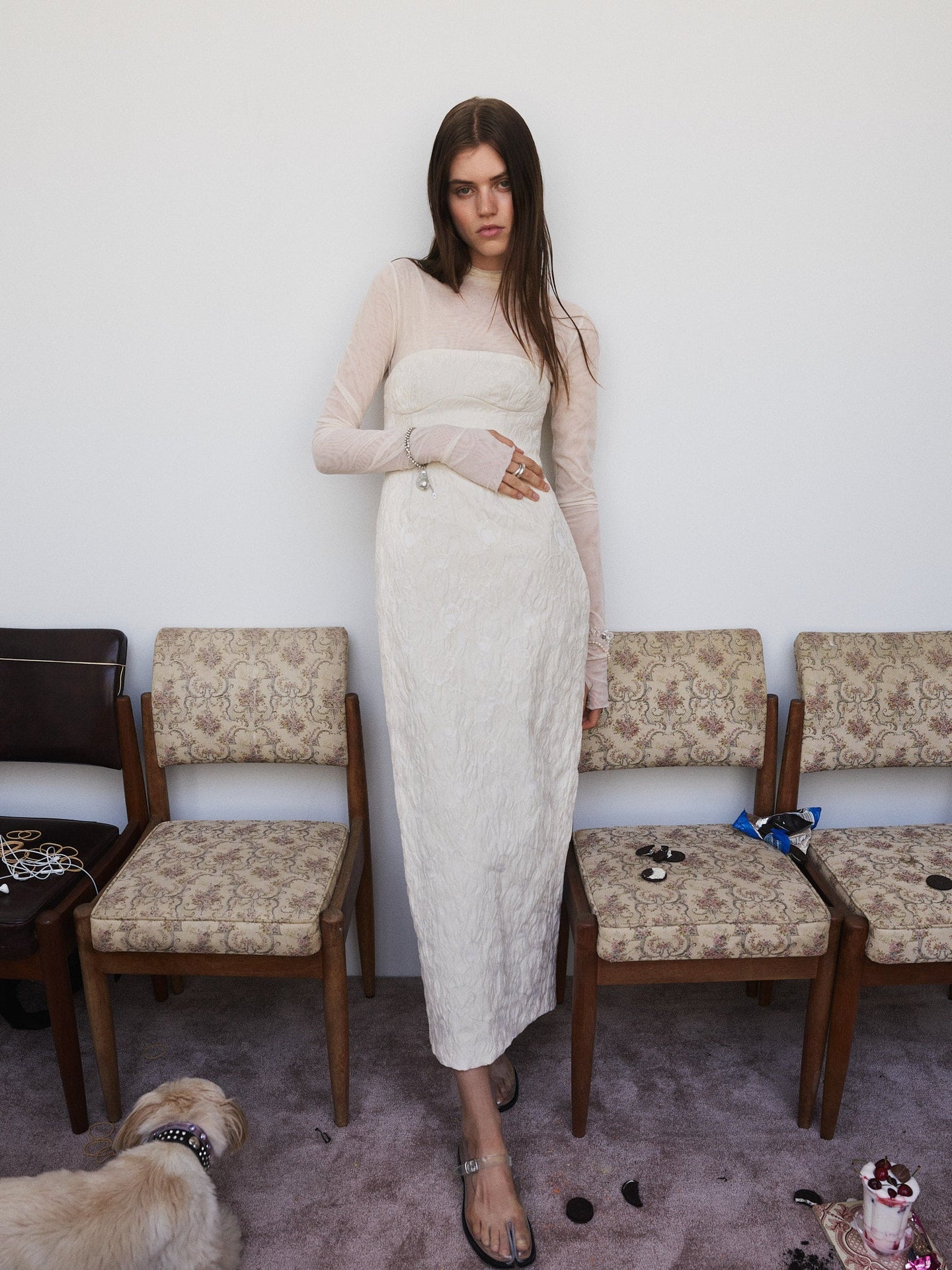 SIR the label Etienne Column Gown Cloud Jacquard