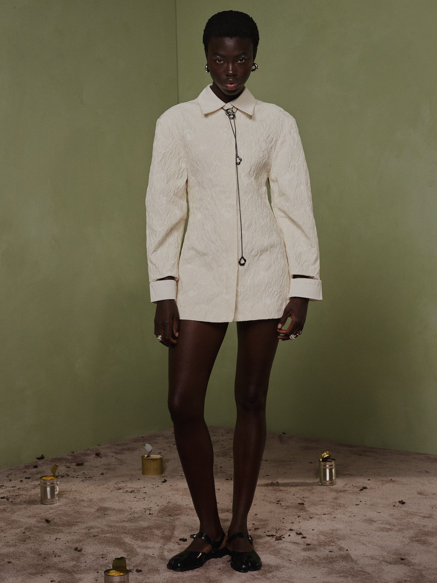 SIR the label Etienne Structured Shirt Dress Cloud Jacquard