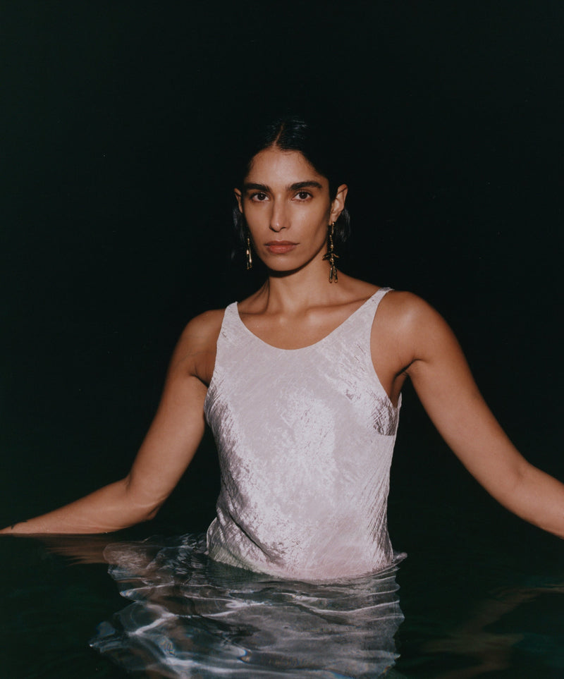 SIR the label Ligera Bias Slip Dress SILVER